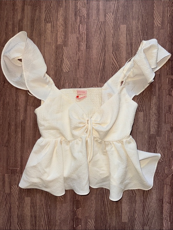 Urban Outfitters Tops - URBAN OUTFITTERS CREAM RUFFLE TOP SIZE MEDIUM